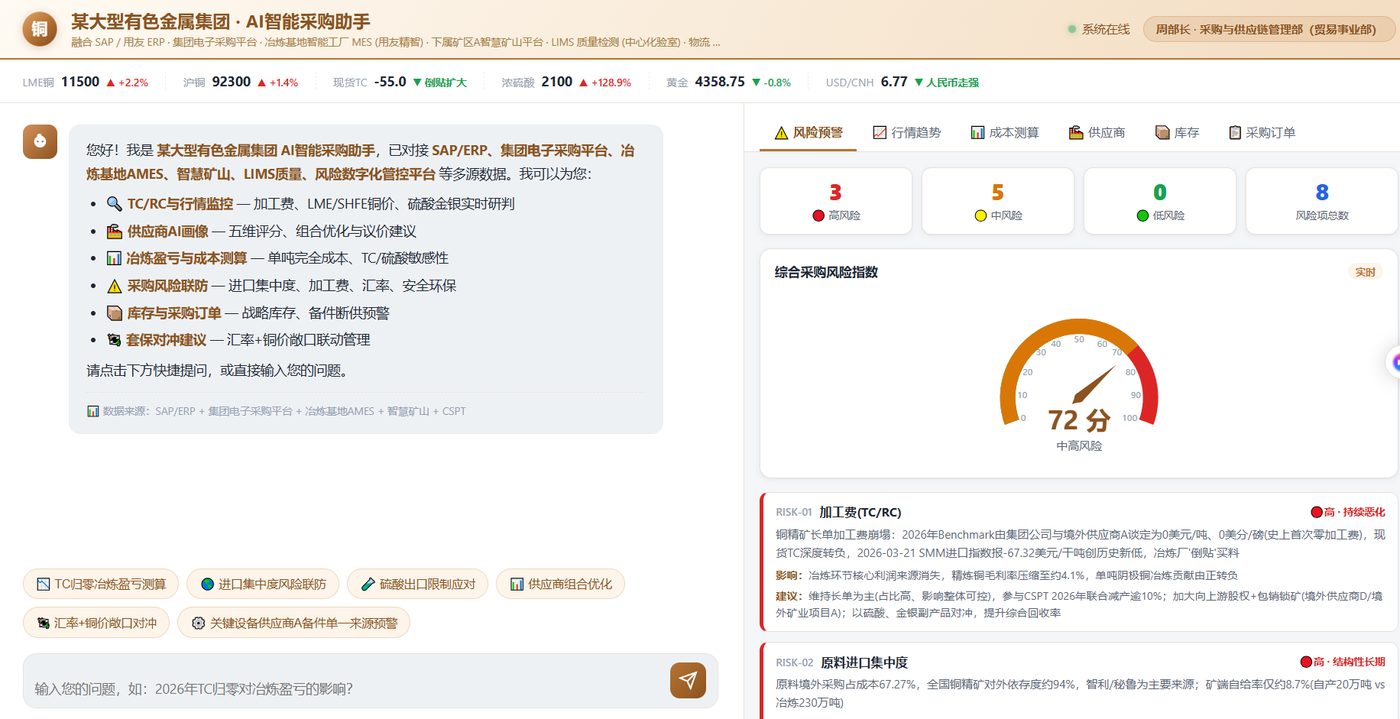 金属AI采购助手系统界面